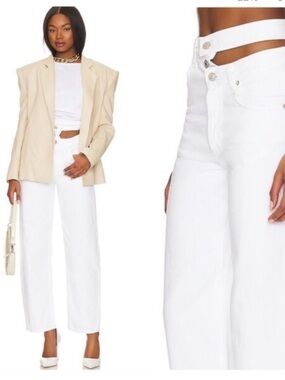 Agolde Broken Waistband Jeans White High Rise Organic Cotton Size 24